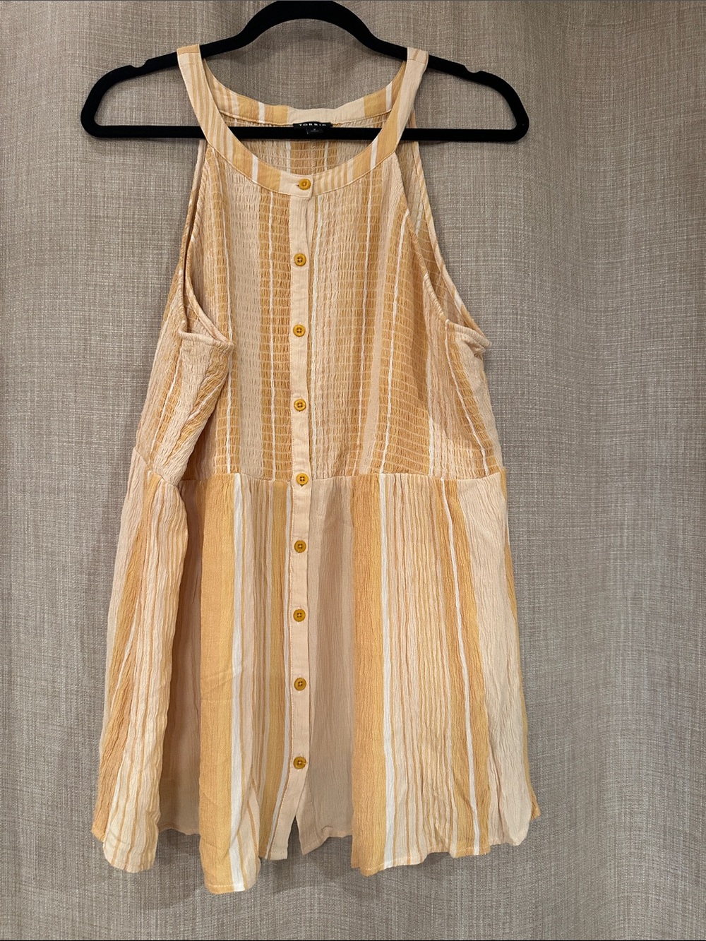 Torrid Yellow Striped Button-Front tank size 18/ 20